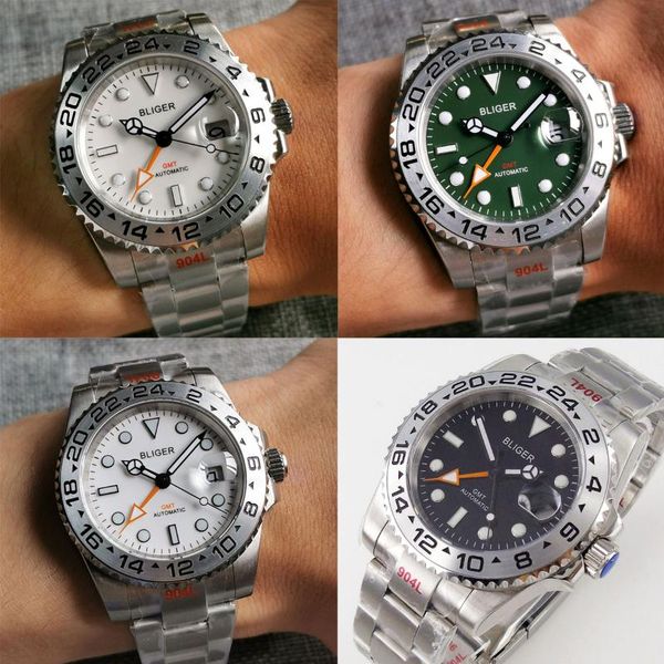 wristwatches bliger 40mm bunsiness orange gmt selfwinding men watch white/green/black dial alloy silver insert oyster band glide lock clasp, Slivery;brown
wristwatches bliger 40mm bunsiness orange gmt selfwinding men watch white/green/black dial alloy silver insert oyster band glide lock clasp, Slivery;brown