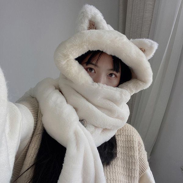 five fingers gloves female winter warm one-piece hat scarf fingerless korean style hats for women bear ears plush thermal hooded earflap cap, Blue;gray
five fingers gloves female winter warm one-piece hat scarf fingerless korean style hats for women bear ears plush thermal hooded earflap cap, Blue;gray