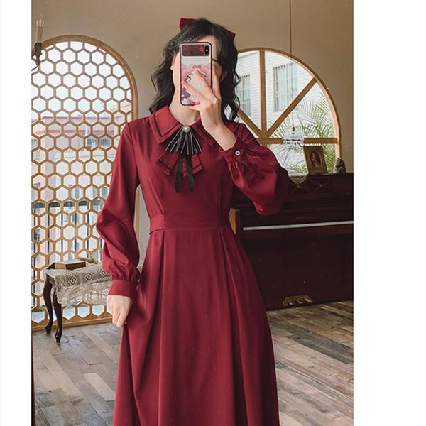 casual dresses temperament black long sleeved retro literary spring autumn 2021 contrast color lapel chic pearl ribbon bow cute dress, Black;gray
casual dresses temperament black long sleeved retro literary spring autumn 2021 contrast color lapel chic pearl ribbon bow cute dress, Black;gray