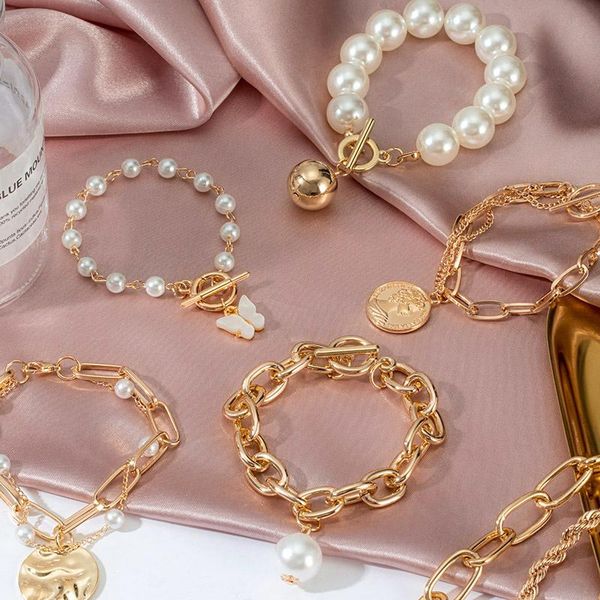 link chain punk 2021 gold color charm bracelets for women pearl coin butterfly alloy bangle fashion bohemian jjeewelry gift, Black
link chain punk 2021 gold color charm bracelets for women pearl coin butterfly alloy bangle fashion bohemian jjeewelry gift, Black