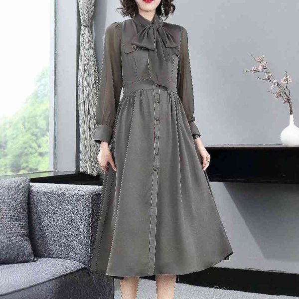 spring bowknot style single-breasted sleeve thin temperament mid-length shirt dress of quality female, Black;gray
spring bowknot style single-breasted sleeve thin temperament mid-length shirt dress of quality female, Black;gray
