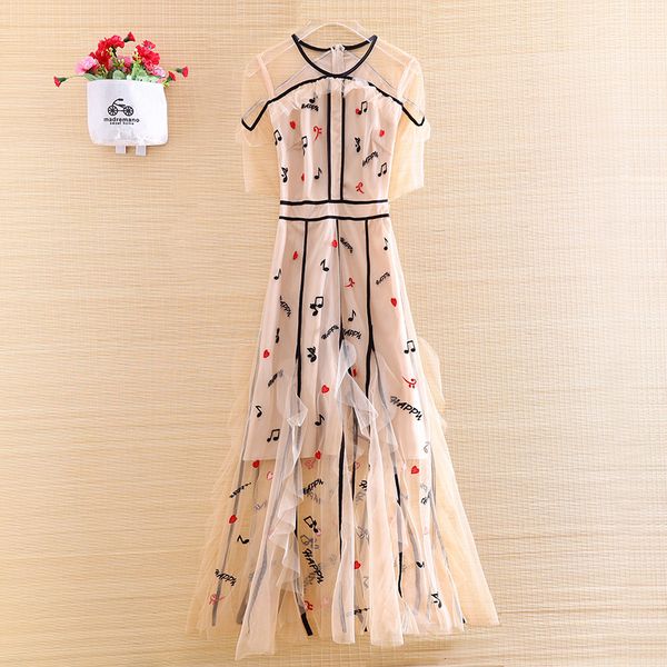 dress high-end summer women dresses embroidery letter notes elegant lady slim a-line party embroidered half sleeve mesh dress s-xl, Black;gray
dress high-end summer women dresses embroidery letter notes elegant lady slim a-line party embroidered half sleeve mesh dress s-xl, Black;gray