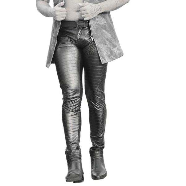 men's pants high elastic stereoscopic alligator pattern pu faux leathe skinny trousers motorcycle pencil synthetic leather legging men, Black
men's pants high elastic stereoscopic alligator pattern pu faux leathe skinny trousers motorcycle pencil synthetic leather legging men, Black