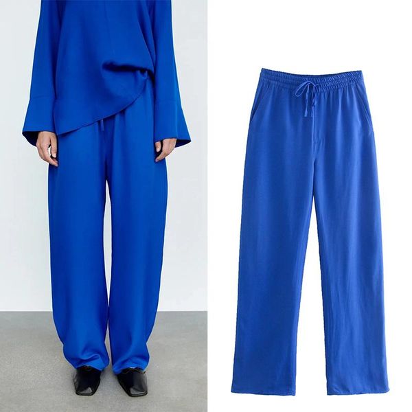 women's pants & capris za clothing chic fashion side pockets wide leg vintage high elastic waist casual loose female trousers, Black;white
women's pants & capris za clothing chic fashion side pockets wide leg vintage high elastic waist casual loose female trousers, Black;white