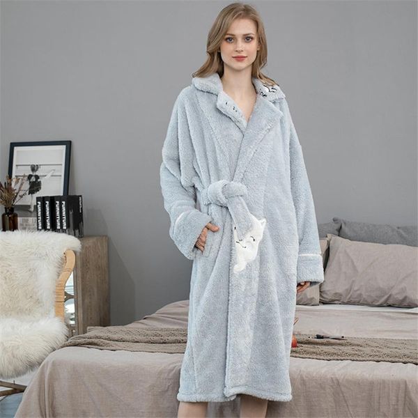 autumn winter women blue flannel robes full sleeves warm comfortable thicken robe xl xxl women's sleepwear, Black;red
autumn winter women blue flannel robes full sleeves warm comfortable thicken robe xl xxl women's sleepwear, Black;red