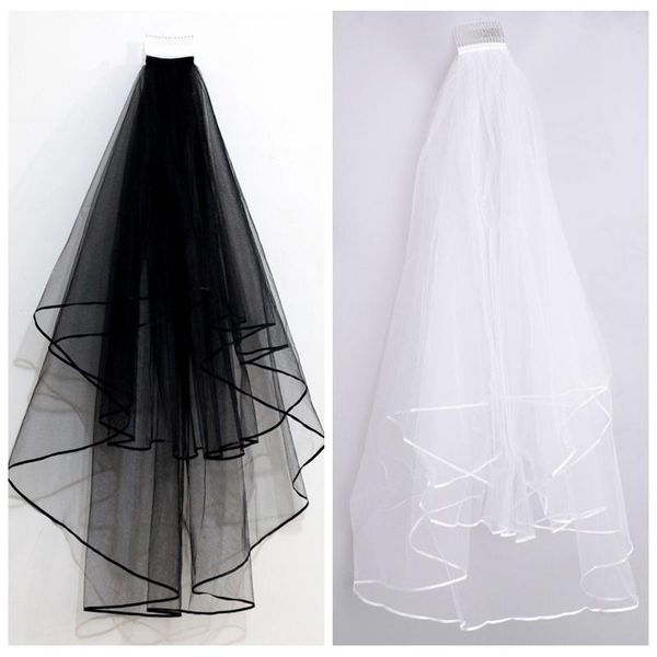 bridal veils wholesales white black wedding 2 layer veil elbow length satin ribbon edge with comb bride
bridal veils wholesales white black wedding 2 layer veil elbow length satin ribbon edge with comb bride