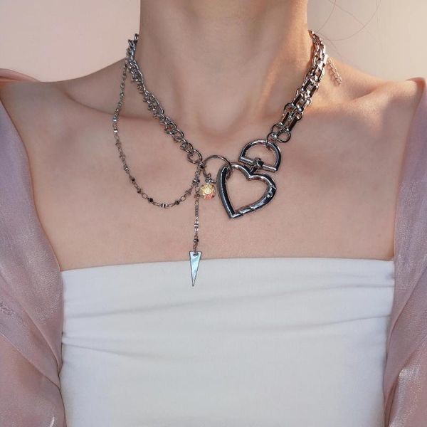 pendant necklaces hip hop alloy metal thick choker chain necklace for women creative heart jewelry punk accessories, Silver
pendant necklaces hip hop alloy metal thick choker chain necklace for women creative heart jewelry punk accessories, Silver