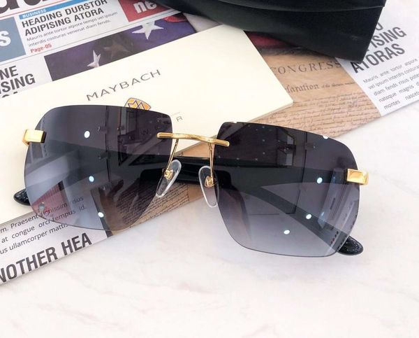 men square rimless sunglasses black gold brush frame & grey gradient lens fashion sunglasses uv400 protection with box, White;black
men square rimless sunglasses black gold brush frame & grey gradient lens fashion sunglasses uv400 protection with box, White;black