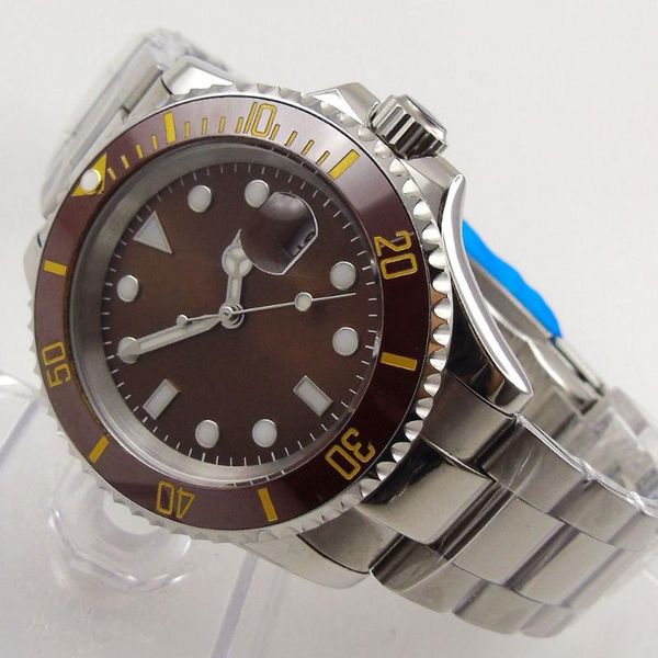 wristwatches 40mm sterile brown dial sapphire glass date ceramic bezel steel bracelet miyota 8215 automatic movement men's watch, Slivery;brown
wristwatches 40mm sterile brown dial sapphire glass date ceramic bezel steel bracelet miyota 8215 automatic movement men's watch, Slivery;brown