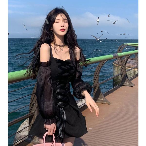casual dresses 2021 night elf pure desire skirt children's autumn off shoulder bandage black short dress, Black;gray
casual dresses 2021 night elf pure desire skirt children's autumn off shoulder bandage black short dress, Black;gray
