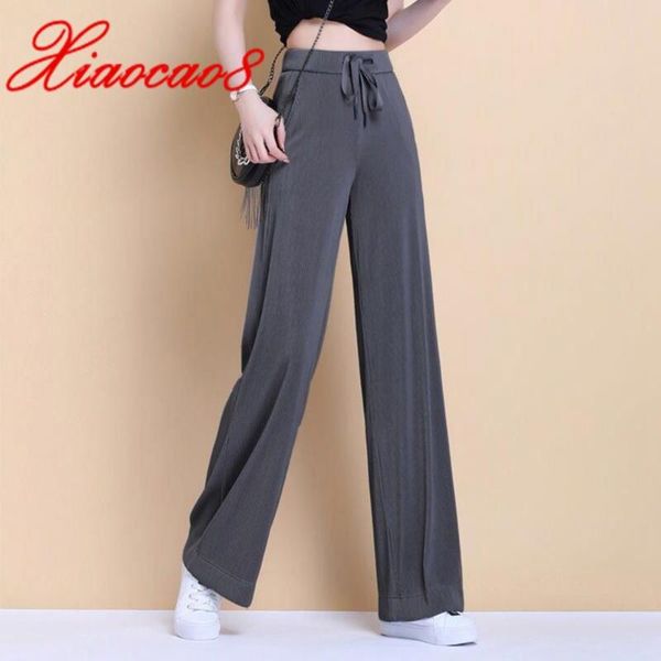 women's pants & capris ice silk straight wide leg elastic waist thin summer for women solid casual loose femme pantalon oversize trouse, Black;white
women's pants & capris ice silk straight wide leg elastic waist thin summer for women solid casual loose femme pantalon oversize trouse, Black;white