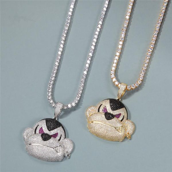 iced out cubic zircon tennis chain gorilla pendant necklace for men fashion hip hop jewelry xmas gift drop necklaces, Silver
iced out cubic zircon tennis chain gorilla pendant necklace for men fashion hip hop jewelry xmas gift drop necklaces, Silver