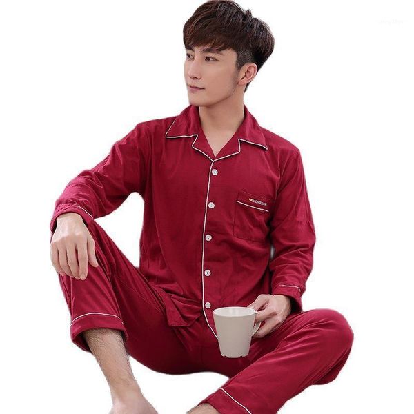 men's sleepwear autumn knitted cotton men pajamas set long sleeve turn-down collar cardigan casual soft plus size -3xl male homewear, Black;brown
men's sleepwear autumn knitted cotton men pajamas set long sleeve turn-down collar cardigan casual soft plus size -3xl male homewear, Black;brown
