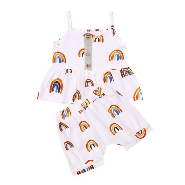 clothing sets 2 pieces kids suit set rainbow print u-neck sleeveless pullover+ high waist shorts for girls 0-18 months, White
clothing sets 2 pieces kids suit set rainbow print u-neck sleeveless pullover+ high waist shorts for girls 0-18 months, White