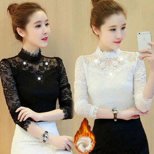women's t-shirt woman tshirts lace plus size clothes long-sleeved shirt mujer camisetas, White
women's t-shirt woman tshirts lace plus size clothes long-sleeved shirt mujer camisetas, White