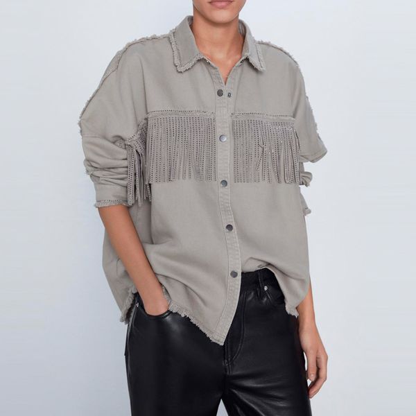 women's jackets women large size with fringe jacket jeans vintage long sleeve female outerwear chic 6y3i, Black;brown
women's jackets women large size with fringe jacket jeans vintage long sleeve female outerwear chic 6y3i, Black;brown