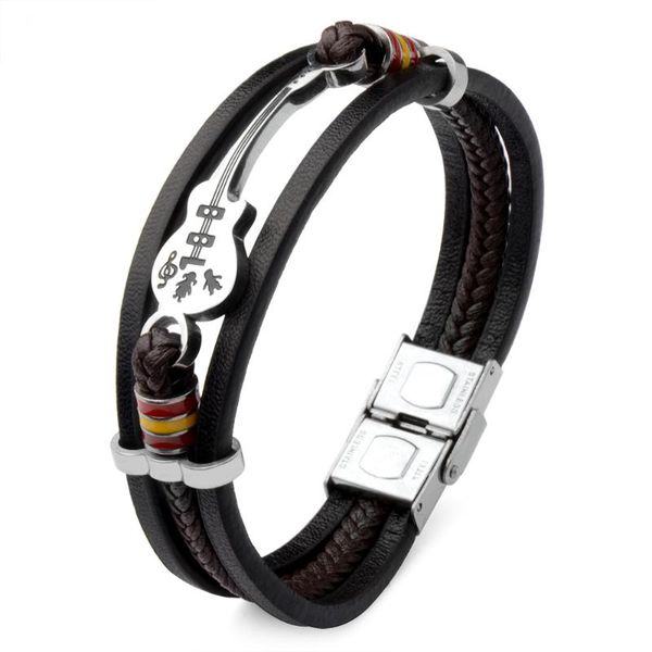 stainless steel guitar bracelets fashion braided genuine leather bracelet for men rope bangle music fans gift charm, Golden;silver
stainless steel guitar bracelets fashion braided genuine leather bracelet for men rope bangle music fans gift charm, Golden;silver