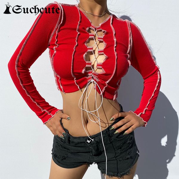 women's t-shirt cut out grunge aesthetic lace up female long sleeve shirt streetwear punk style skinny crop 64yx, White
women's t-shirt cut out grunge aesthetic lace up female long sleeve shirt streetwear punk style skinny crop 64yx, White