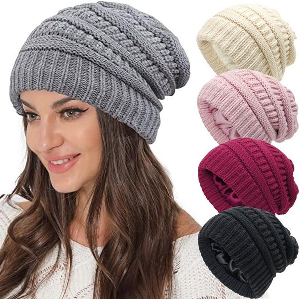 cycling caps & masks women knitted baggy beanie hat winter warm silk satin lined chunky cap slouchy skullies wool beanies outdoor ski, Black
cycling caps & masks women knitted baggy beanie hat winter warm silk satin lined chunky cap slouchy skullies wool beanies outdoor ski, Black