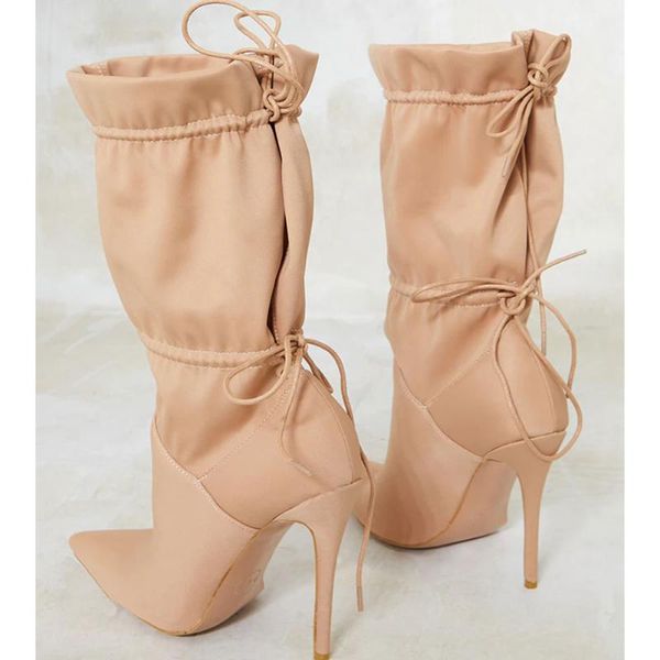 boots karin fashion women shoes elegent female stretch fabric thin heels pointed toe lace-up solid super high heel, Black
boots karin fashion women shoes elegent female stretch fabric thin heels pointed toe lace-up solid super high heel, Black