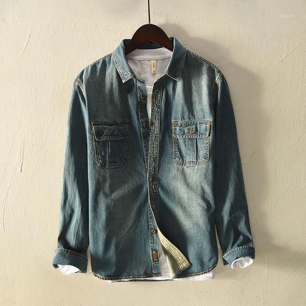 tide autumn men slim fit long sleeve denim shirt classic style vintage blue streetwear male casual jeans cargo shirts men's, White;black
tide autumn men slim fit long sleeve denim shirt classic style vintage blue streetwear male casual jeans cargo shirts men's, White;black