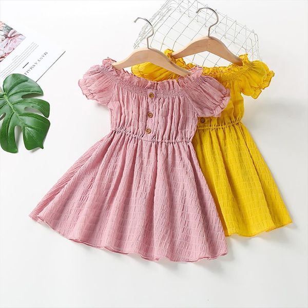 children kids girl puff sleeves dress lace cotton and linen button baby spring summer for girls, Red;yellow
children kids girl puff sleeves dress lace cotton and linen button baby spring summer for girls, Red;yellow