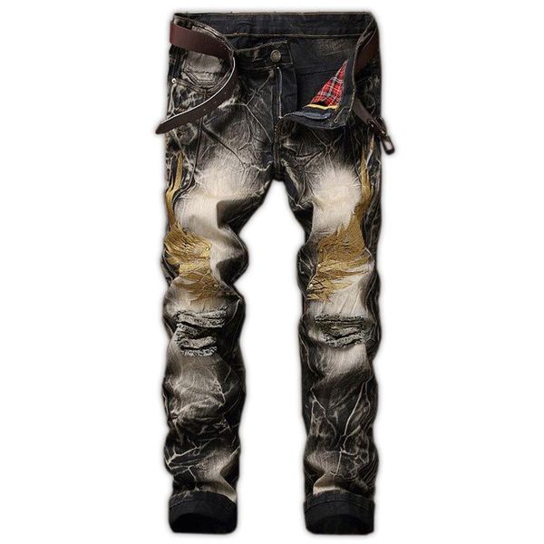 men's jeans spring fashion brand design distressed mens hight quality hole ripped embroidery denim trousers 42, Blue
men's jeans spring fashion brand design distressed mens hight quality hole ripped embroidery denim trousers 42, Blue