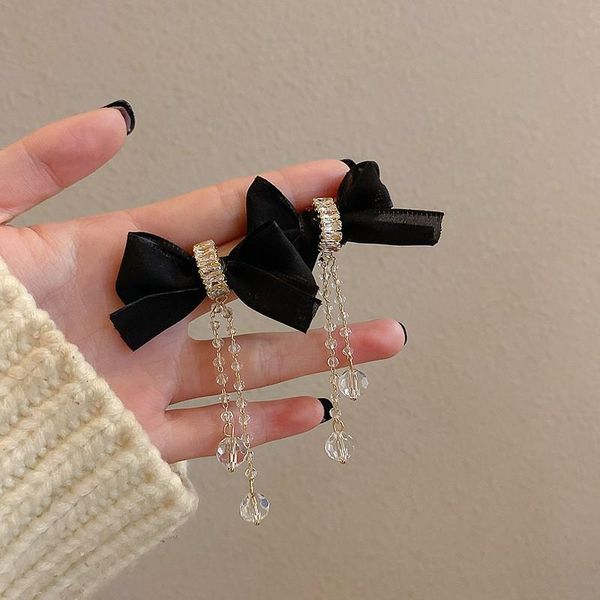 korean personality long earrings with lace bows tassels elegant fashion for women gold color zircon dangle & chandelier, Silver
korean personality long earrings with lace bows tassels elegant fashion for women gold color zircon dangle & chandelier, Silver