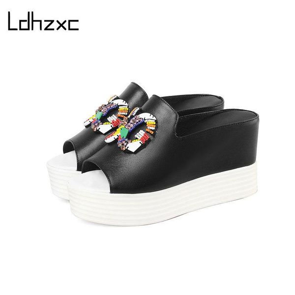 summer wedges slippers platform high heels women slipper ladies outside shoes genuine leather sandals size40, Black
summer wedges slippers platform high heels women slipper ladies outside shoes genuine leather sandals size40, Black