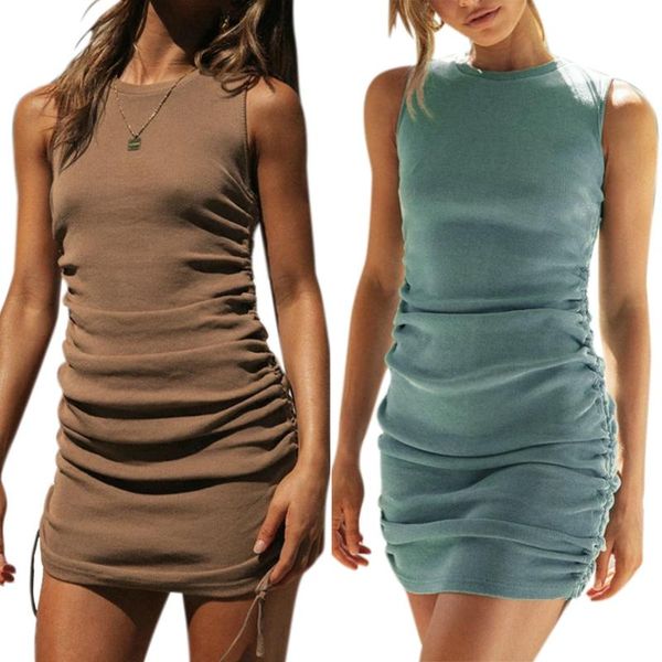 casual dresses women sleeveless o-neck solid skinny tank dress knitted mini drawstring sheath, Black;gray
casual dresses women sleeveless o-neck solid skinny tank dress knitted mini drawstring sheath, Black;gray