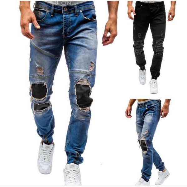 mens fashion casual long trousers cotton tide jeans denim trousers casual straight ripped jeans male wash bottoms, Blue
mens fashion casual long trousers cotton tide jeans denim trousers casual straight ripped jeans male wash bottoms, Blue