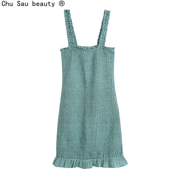 summer style textured slim edible tree fungus elasticity ruffled mini sling dress pure color women vestidos 210508, Black;gray
summer style textured slim edible tree fungus elasticity ruffled mini sling dress pure color women vestidos 210508, Black;gray