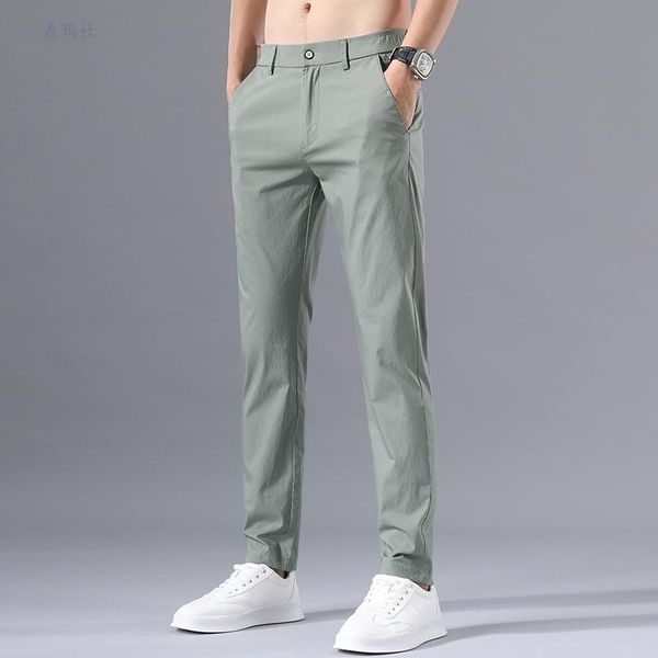 men's pants summer thin casual ice silk trend business straight quick-drying trousers pleated men, Black
men's pants summer thin casual ice silk trend business straight quick-drying trousers pleated men, Black