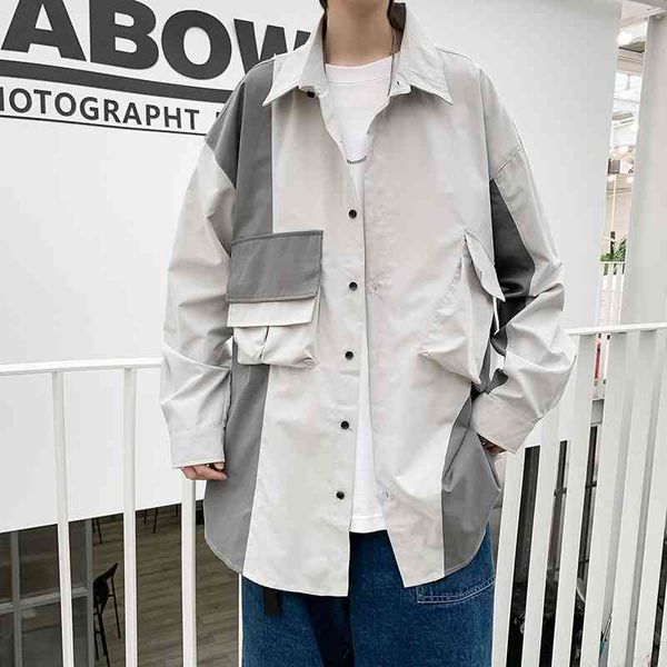 multicolor multi pocket tooling men's korean fashion loose color matching bottom long sleeve shirt coat, White;black
multicolor multi pocket tooling men's korean fashion loose color matching bottom long sleeve shirt coat, White;black