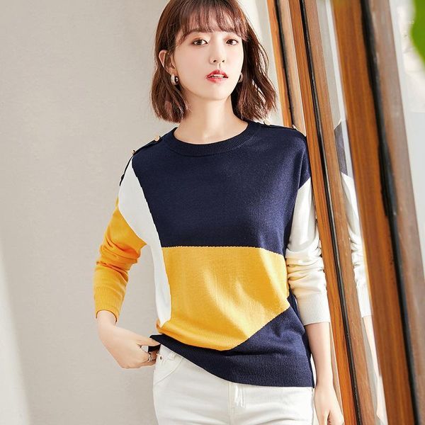 fashion loose irregular color matching bottoming shirt 2021 spring and autumn round neck long sleeve sweater women's sweaters, White;black
fashion loose irregular color matching bottoming shirt 2021 spring and autumn round neck long sleeve sweater women's sweaters, White;black