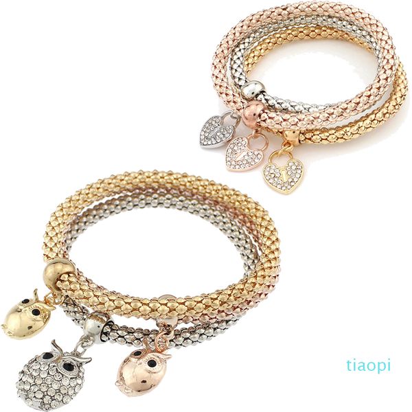fashion jewelry bracelets 3 pieces set three-colour elastic crystal bar setting women bangle owl heart charm for bracelet jewelry making, Golden;silver
fashion jewelry bracelets 3 pieces set three-colour elastic crystal bar setting women bangle owl heart charm for bracelet jewelry making, Golden;silver