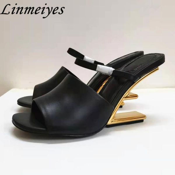 sandals designer t show slippers women colored real leather strange style heel lady brand high big size 35-42, Black
sandals designer t show slippers women colored real leather strange style heel lady brand high big size 35-42, Black