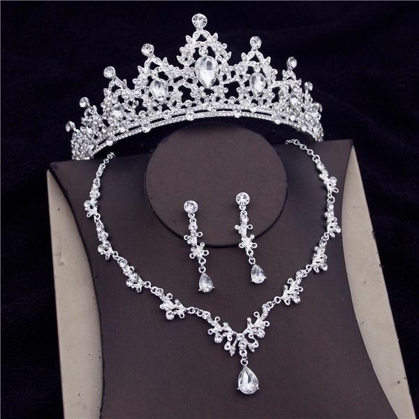 earrings & necklace baroque fashion bridal jewelry sets for women luxury water drop prom diadem set accessories, Silver
earrings & necklace baroque fashion bridal jewelry sets for women luxury water drop prom diadem set accessories, Silver