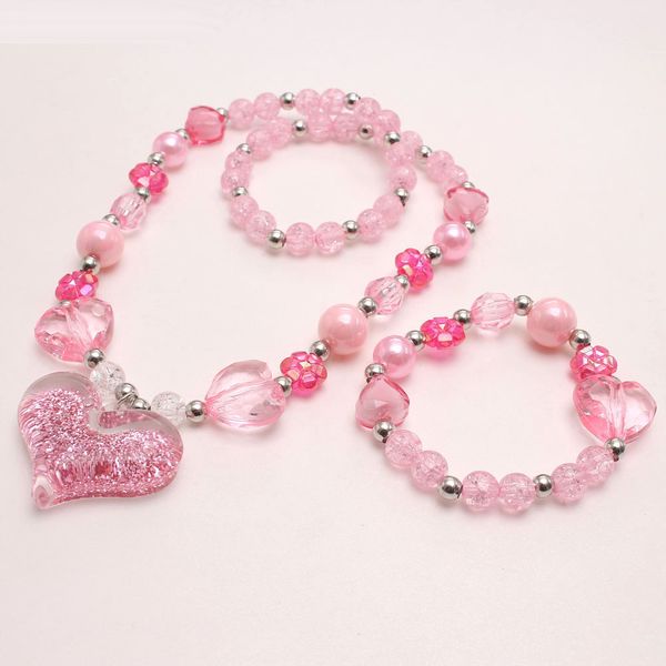 fashion pink style beads necklace bracelets girls child heart pendant elastic beaded jewelry set for kids gifts, Red;brown
fashion pink style beads necklace bracelets girls child heart pendant elastic beaded jewelry set for kids gifts, Red;brown