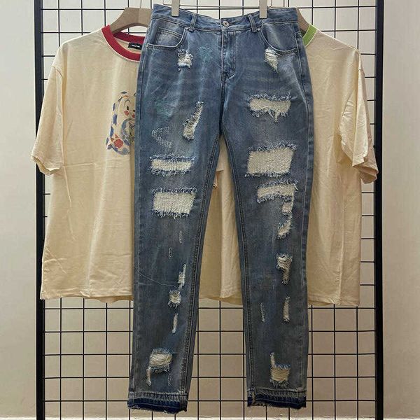 men's jeans ins men's high street fashion classic hole breaking jeans trendy casual pants, Blue
men's jeans ins men's high street fashion classic hole breaking jeans trendy casual pants, Blue