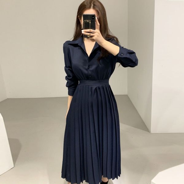 casual dresses dress spring women's light mature foreign style corset waist long sleeve medium length french shirt pleated skirt bhsw, Black;gray 
casual dresses dress spring women's light mature foreign style corset waist long sleeve medium length french shirt pleated skirt bhsw, Black;gray
