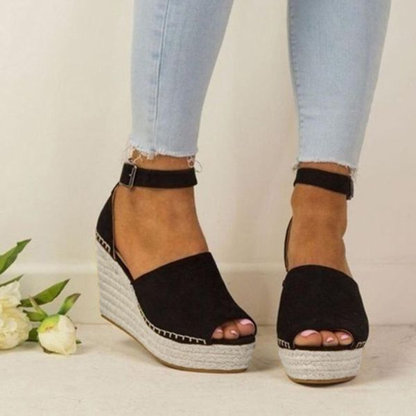 sandals wedges women 2021 summer platform shoes high heels woman buckle strap weave casual sandalias mujer, Black
sandals wedges women 2021 summer platform shoes high heels woman buckle strap weave casual sandalias mujer, Black