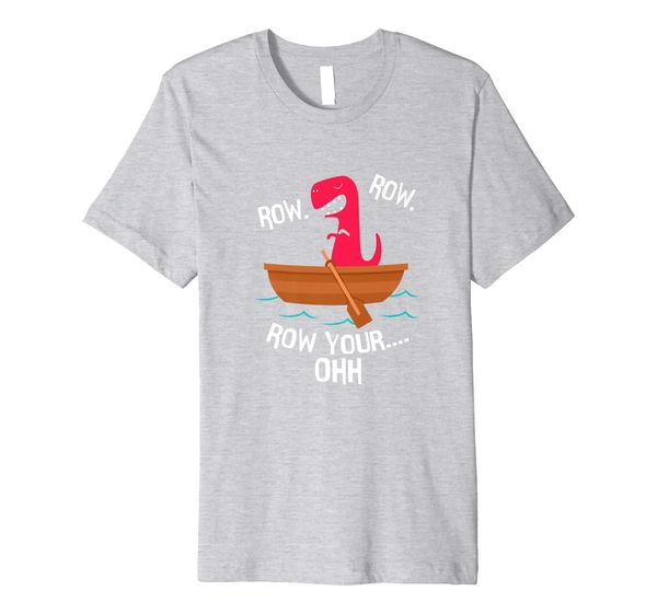 row row your boat oh funny t rex dinosaur premium t-shirt, White;black