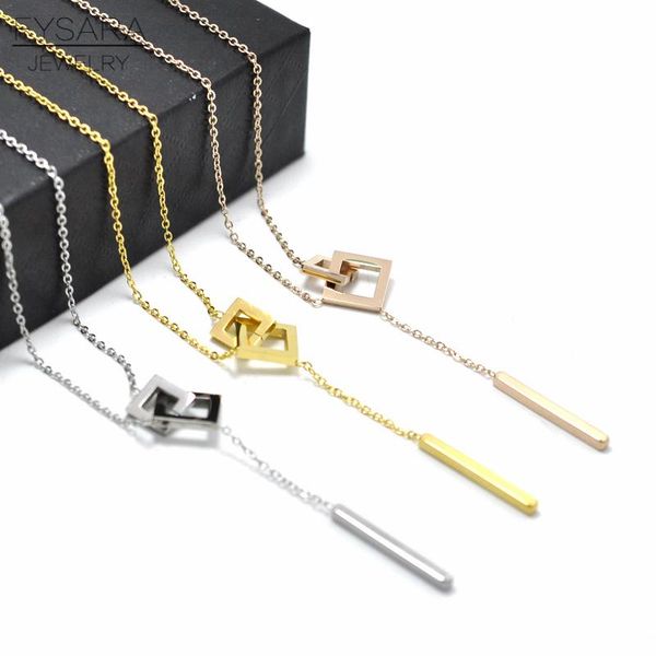 pendant necklaces fysara jewelry geometry double square necklace for women titanium steel long chain tassel, Silver
pendant necklaces fysara jewelry geometry double square necklace for women titanium steel long chain tassel, Silver