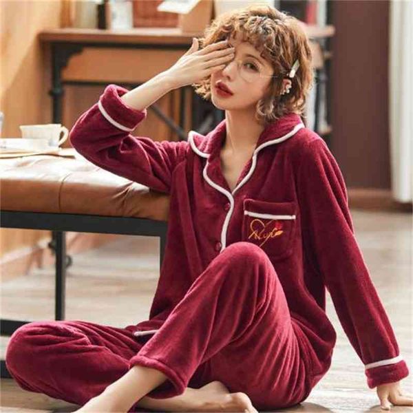 women's sleepwear korean flannel pyjamas women autumn winter pajamas set long sleeve trousers sleepwear suit thick coral fleece warm ho, Black;red
women's sleepwear korean flannel pyjamas women autumn winter pajamas set long sleeve trousers sleepwear suit thick coral fleece warm ho, Black;red