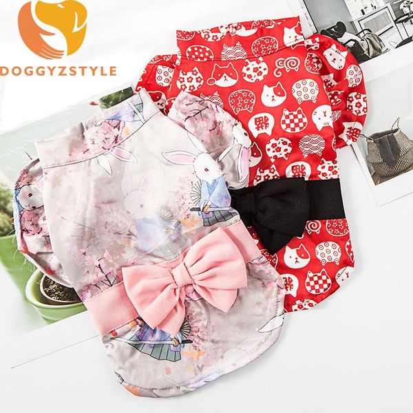 dog apparel fashion floral pattern thin dress big bow ruffled sleeve puppy summer pet clothes doggyzstyle