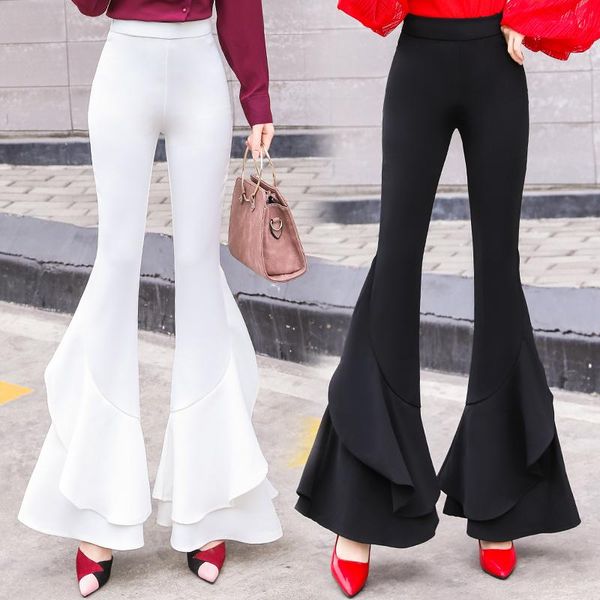 women's pants & capris summer 2021 style ruffle big flared with high waist and thin drooping feeling micro fashionable wide leg, Black;white
women's pants & capris summer 2021 style ruffle big flared with high waist and thin drooping feeling micro fashionable wide leg, Black;white