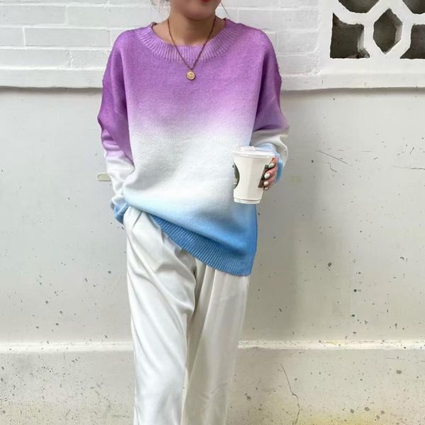 women's sweaters autumn and winter gradient patchwork color korean loose knitted sweater long sleeved casual pullover straight, White;black
women's sweaters autumn and winter gradient patchwork color korean loose knitted sweater long sleeved casual pullover straight, White;black