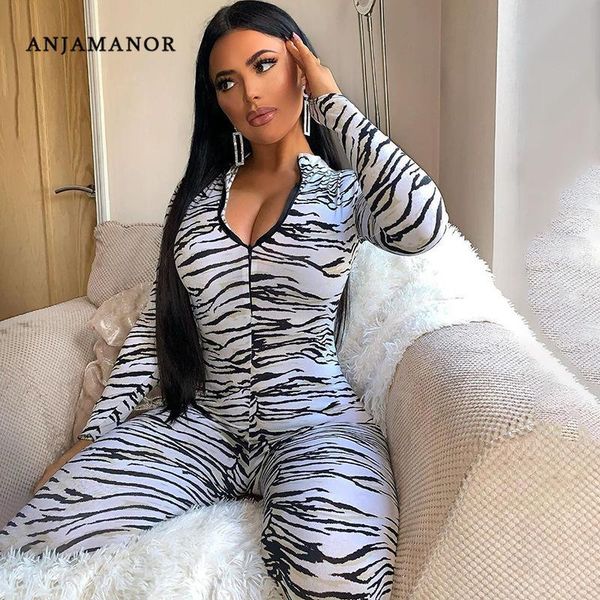 women's jumpsuits & rompers anjamanor zebra printed zipper long sleeve bodycon for women clothes one piece outfit club outfits 2021 d85, Black;white
women's jumpsuits & rompers anjamanor zebra printed zipper long sleeve bodycon for women clothes one piece outfit club outfits 2021 d85, Black;white