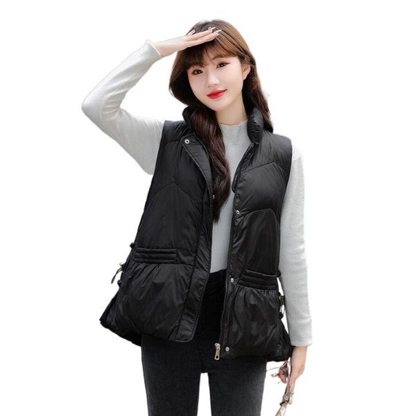 women's vests autumn retro style stand collar down cotton vest female 2021 winter fashion elegant slim sleeveless waistcoat ladies outw, Black;white
women's vests autumn retro style stand collar down cotton vest female 2021 winter fashion elegant slim sleeveless waistcoat ladies outw, Black;white